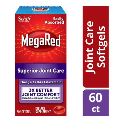 MegaRed Krill Oil Joint Care 353mg — EPA/DHA, Hyaluronic Acid, 60 Softgels