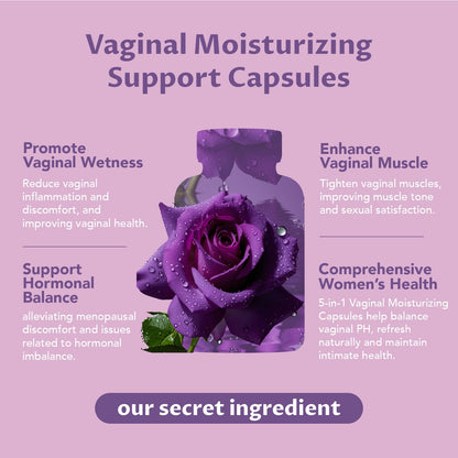 MEGNETA Vaginal Moisturizer Capsules – Kacip Fatimah 1000mg & Manjakani 200mg, Slippery Elm, Vegan (120 Capsules)