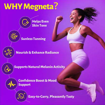MEGNETA Tanning Gummies for Women & Men - Self Tanner Supplement (Purple)