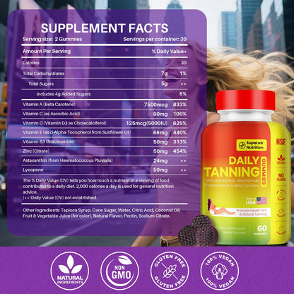 MEGNETA Tanning Gummies for Women & Men - Self Tanner Supplement (Purple)