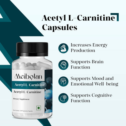MEIBOTAN Acetyl L-Carnitine 1000 mg – Energy & Focus Support, 120 Veggie Capsules