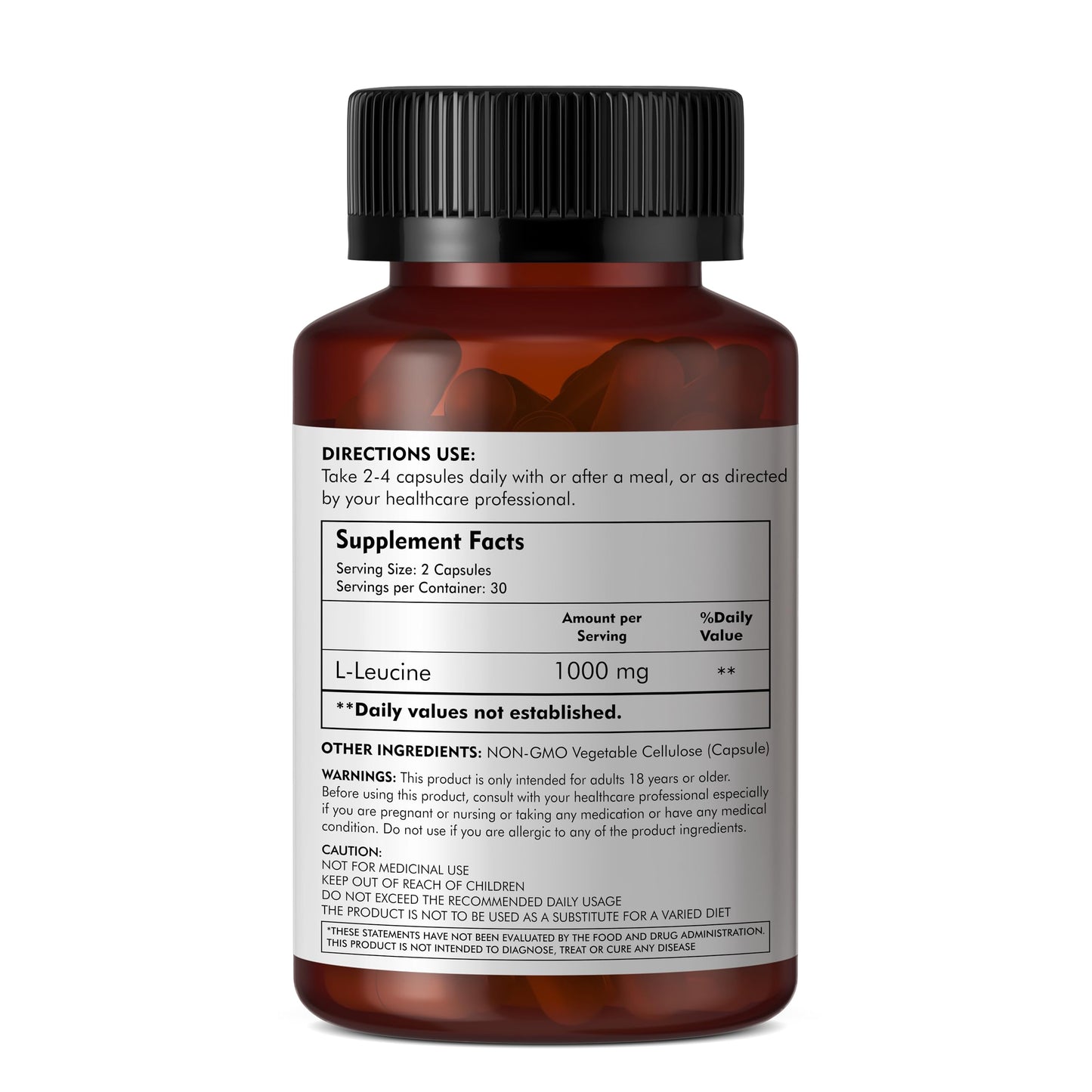 MEIBOTAN 100% Pure L-Leucine 2000mg - Muscle Recovery, Non-GMO & Vegan - 60 Vegetarian Capsules
