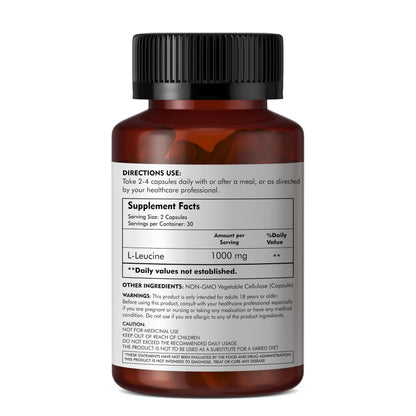 MEIBOTAN 100% Pure L-Leucine 2000mg - Muscle Recovery, Non-GMO & Vegan - 60 Vegetarian Capsules