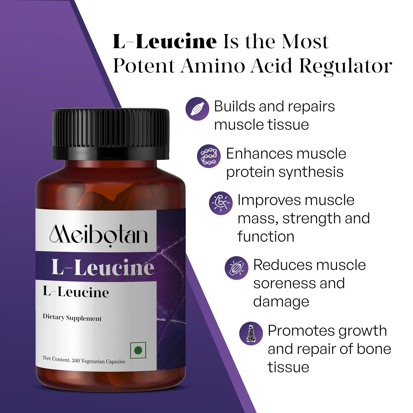 Meibotan L-Leucine 2000mg – Muscle Recovery, Non-GMO & Vegan