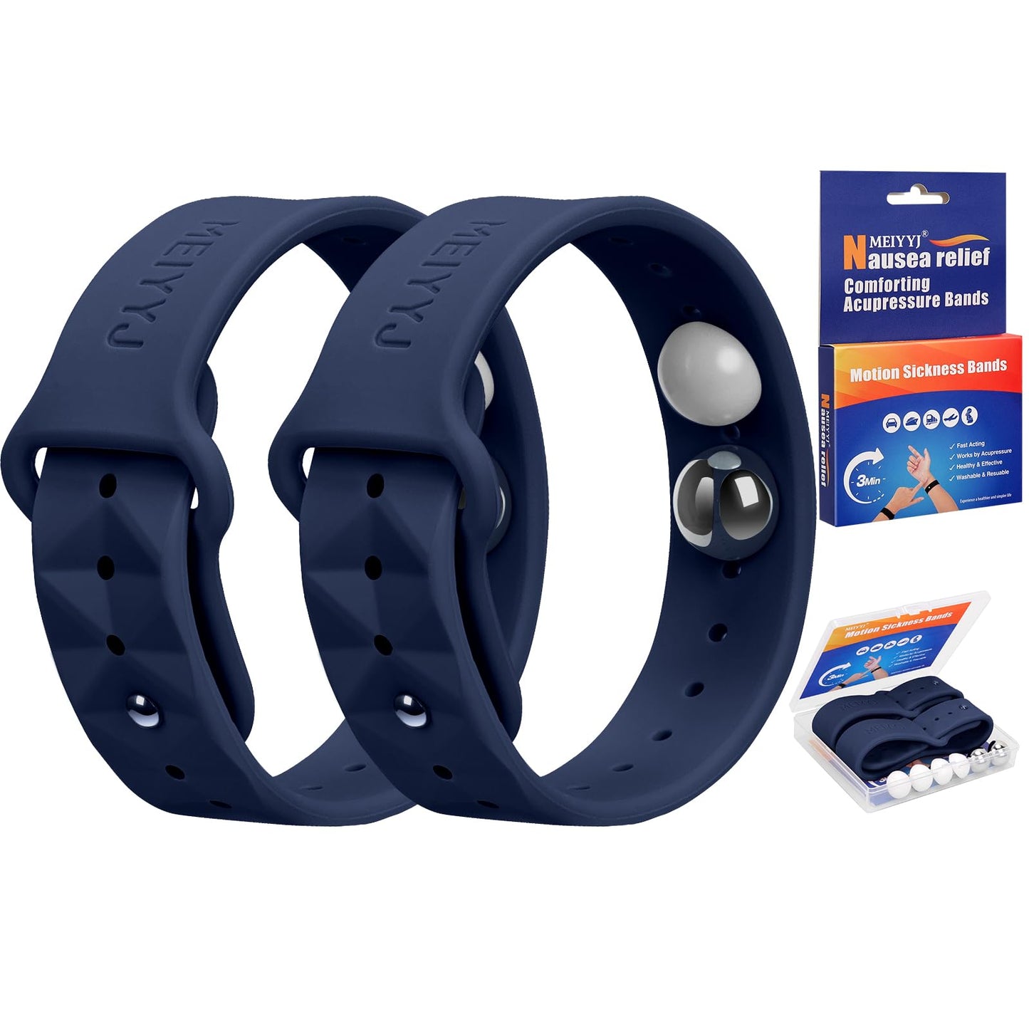 MEIYYJ Morning Sickness Relief Wristbands – Motion Sickness & Travel Nausea Bands (Dark Blue)