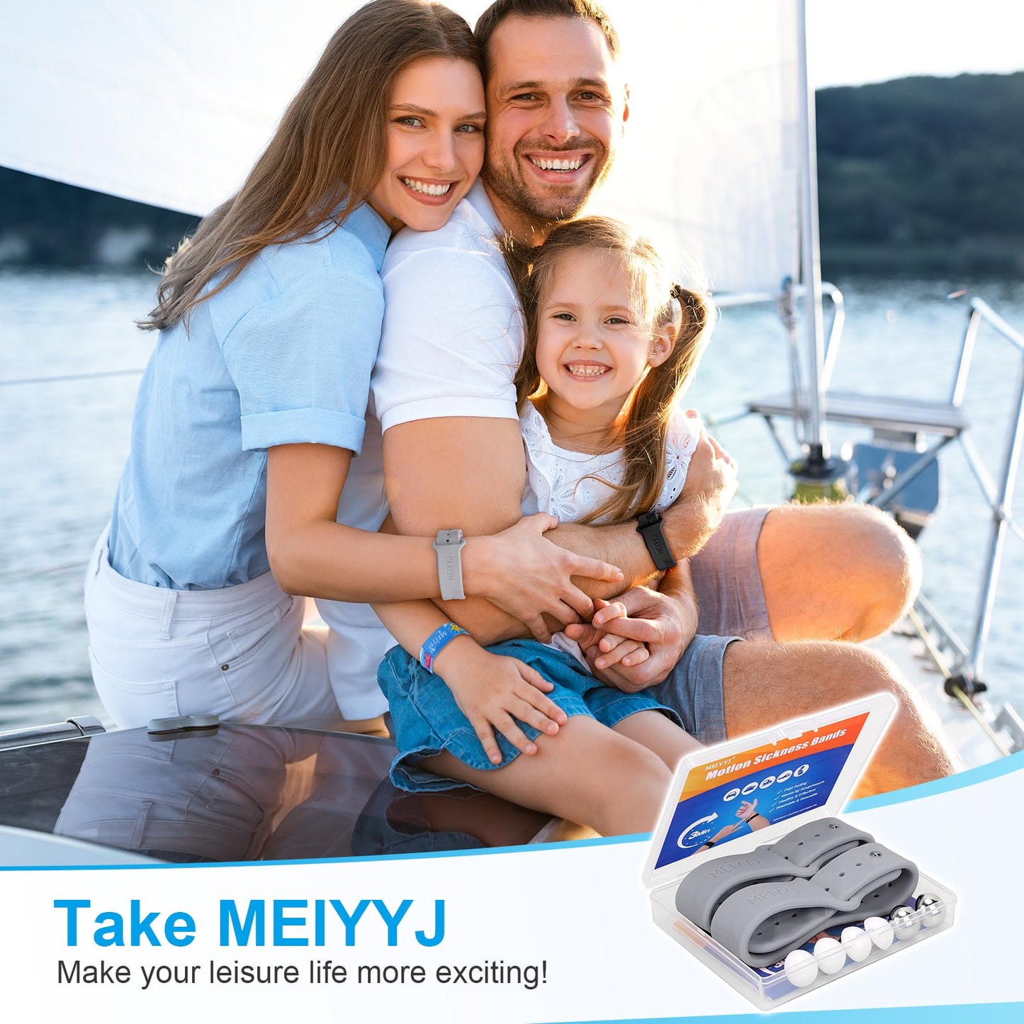MEIYYJ Motion Sickness Bands – Sea Wristbands for Travel (Black + Gray) – Adults & Kids