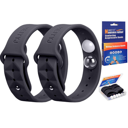 MEIYYJ Morning Sickness Relief Wristbands – Adjustable Acupressure Nausea Bands (Black)