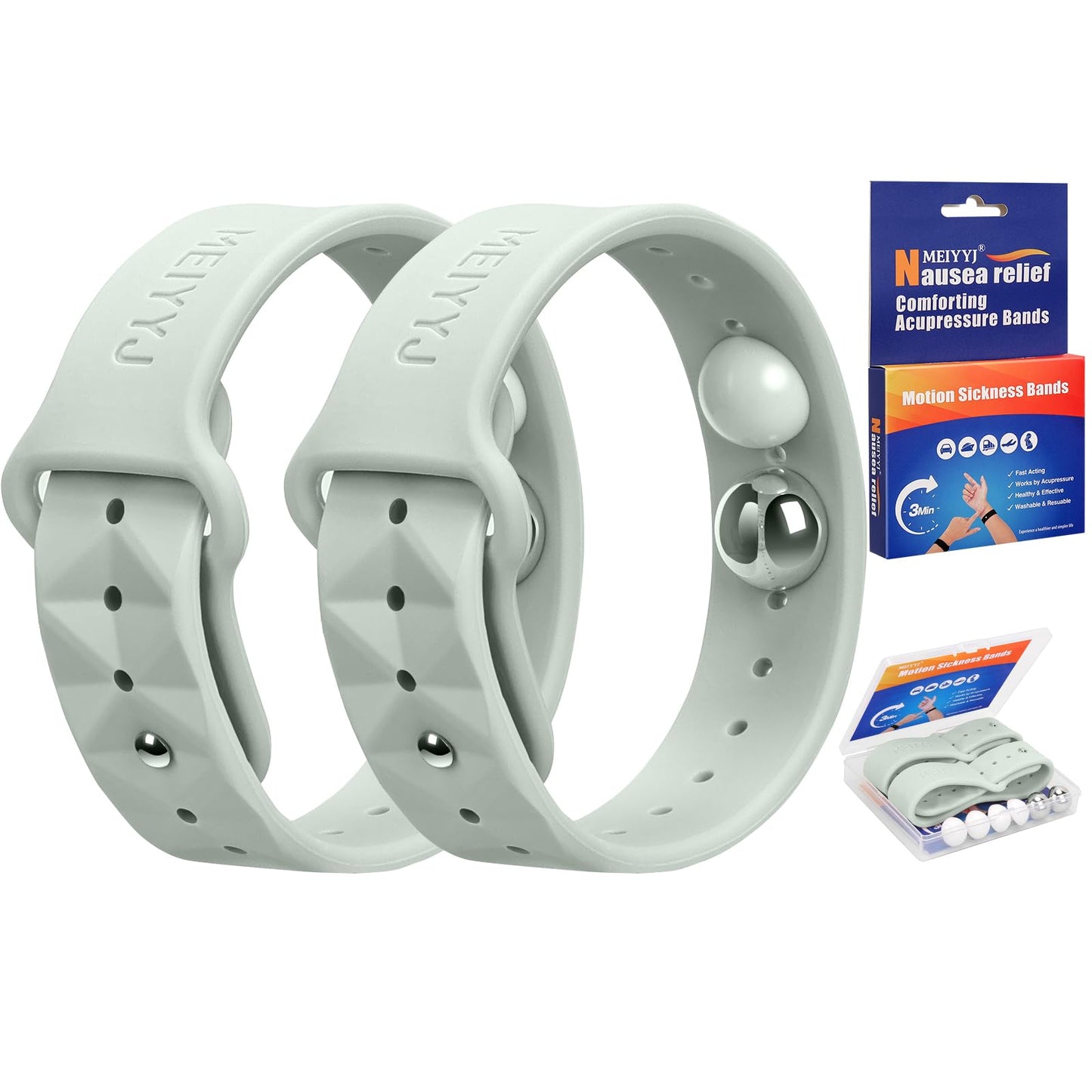 MEIYYJ Morning Sickness Relief Wristbands – Drug-Free Travel Nausea Bands (Green)