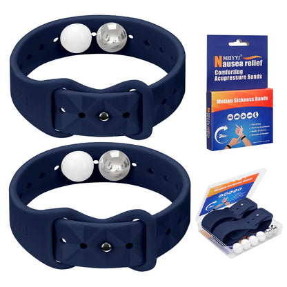 MEIYYJ Motion Sickness Bands – Sea Wristbands for Travel (Dark Blue, 1 Pair)