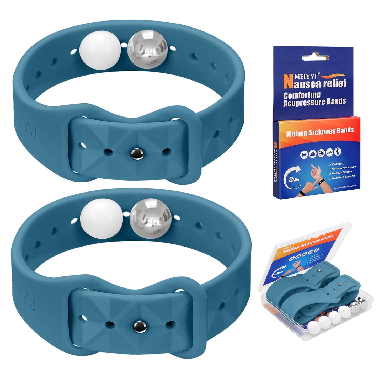 MEIYYJ Motion Sickness Bands – Travel Wristbands for Adults & Kids (Blue)
