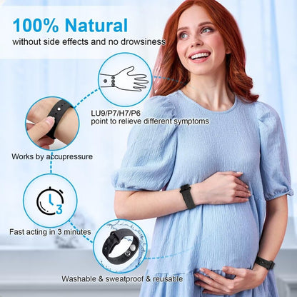 MEIYYJ Morning Sickness Relief Wristbands – Adjustable Acupressure Nausea Bands (Black)