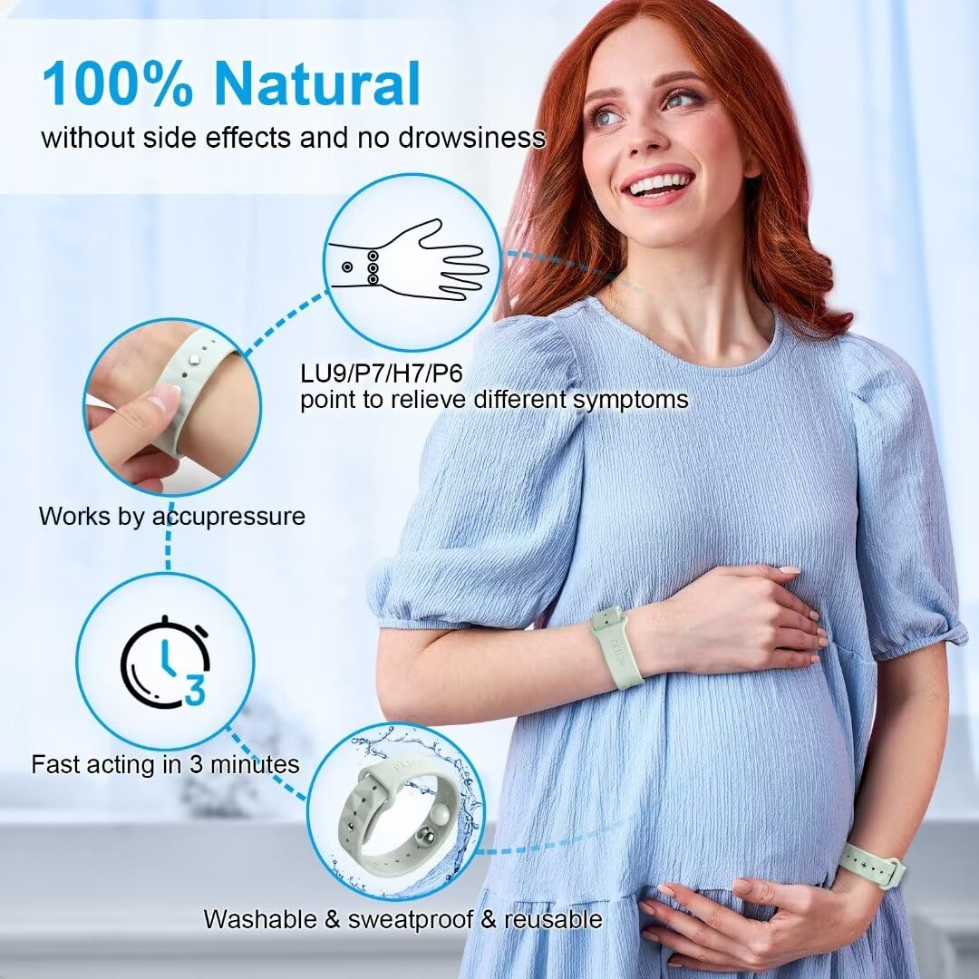 MEIYYJ Morning Sickness Relief Wristbands – Drug-Free Travel Nausea Bands (Green)