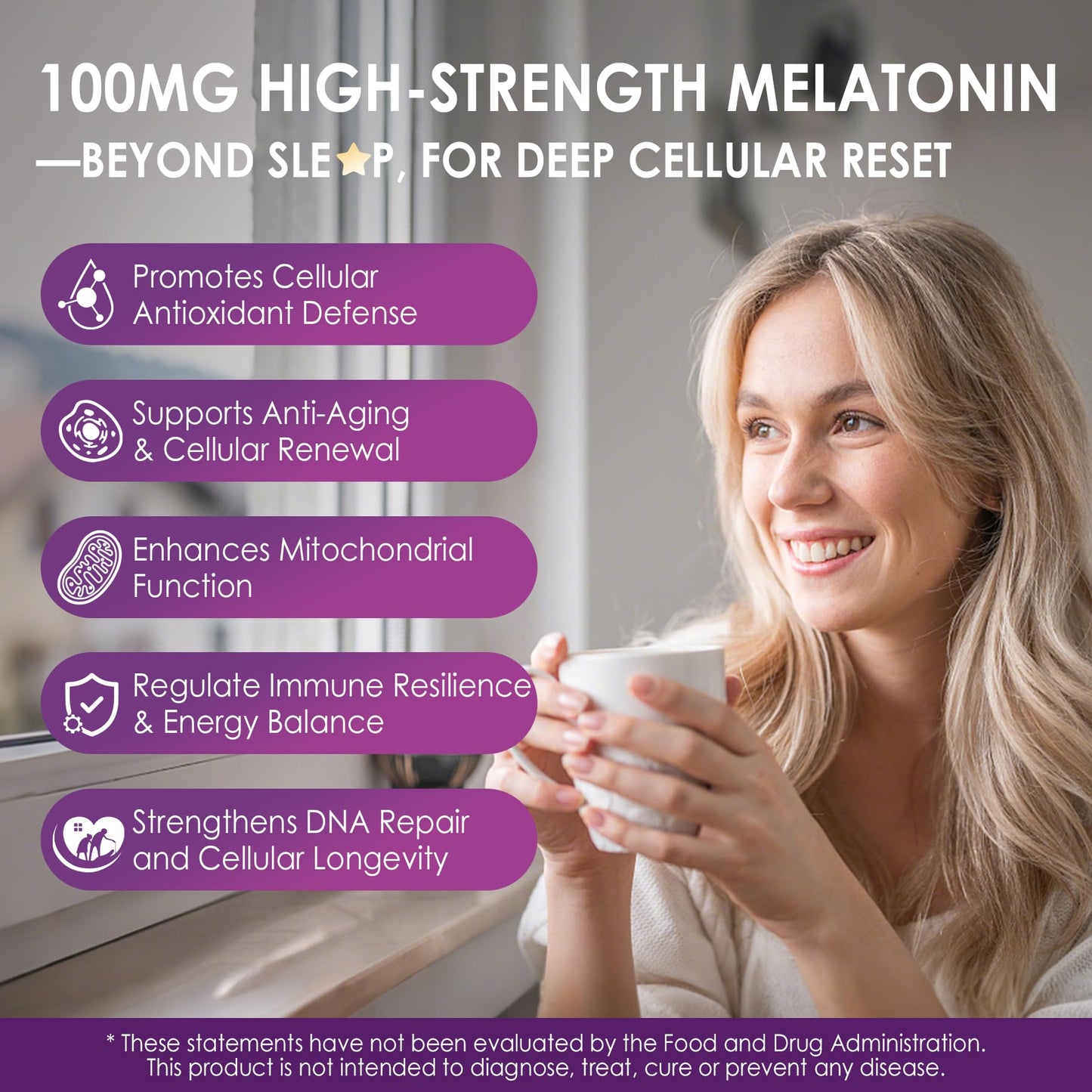 Melatonin 100mg Liposomal – Antioxidant & Cognitive Health, 75 Softgels
