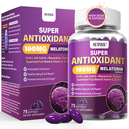 Melatonin 100mg Liposomal – Antioxidant & Cognitive Health, 75 Softgels