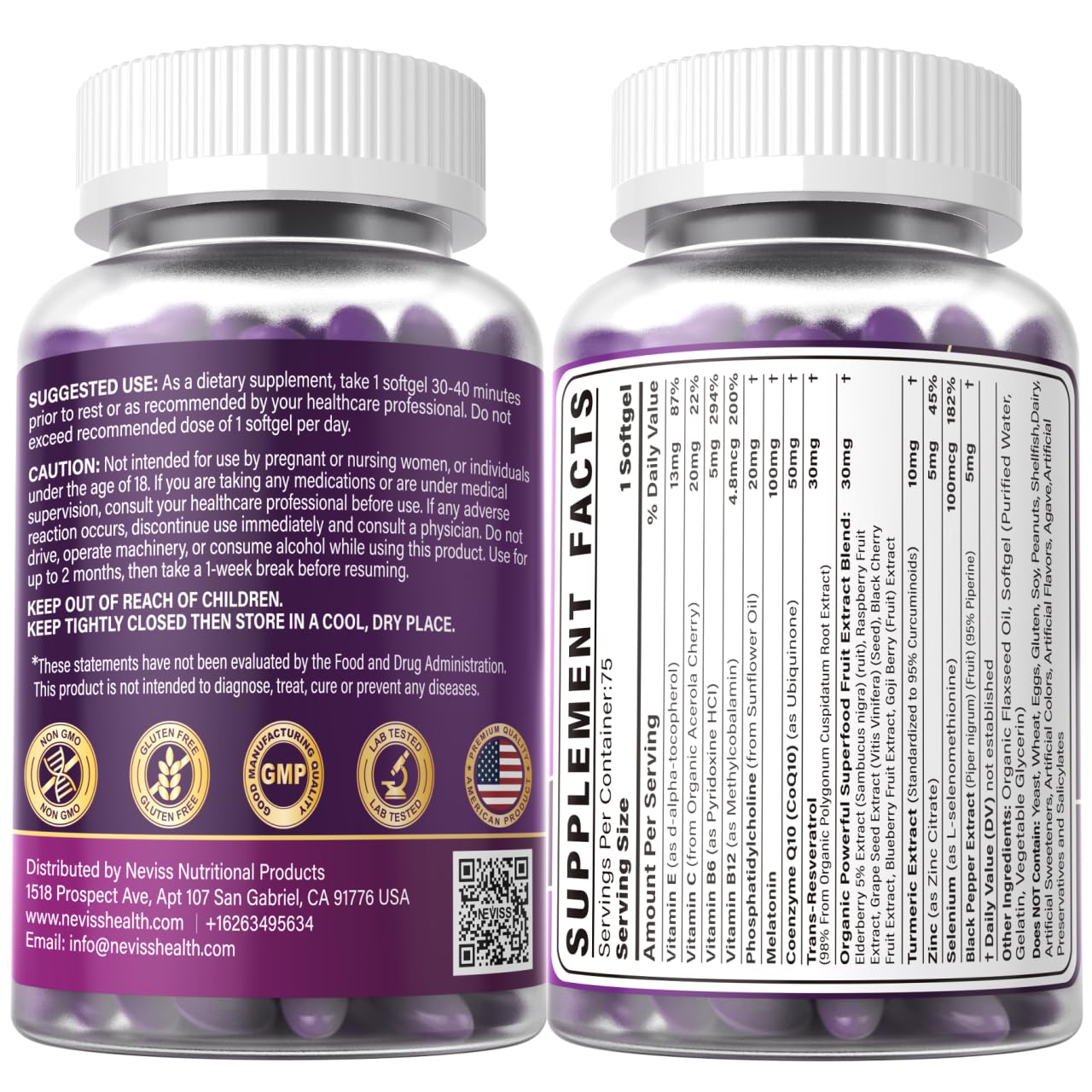 Melatonin 100mg Liposomal – Antioxidant & Cognitive Health, 75 Softgels