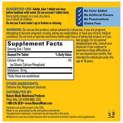 Nature Made Melatonin 10 mg Extra Strength Tablets – Sleep Aid, 30 Count