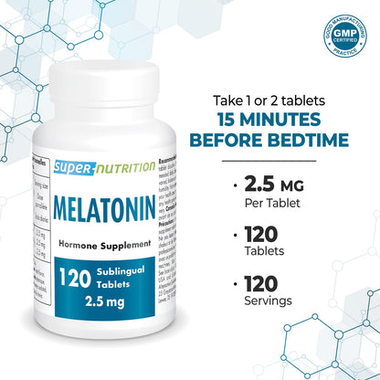 Supersmart Melatonin 2.5mg Ultra Fast Acting – Sublingual Mint | Non-GMO, Gluten Free, Vegan | 60 Tablets