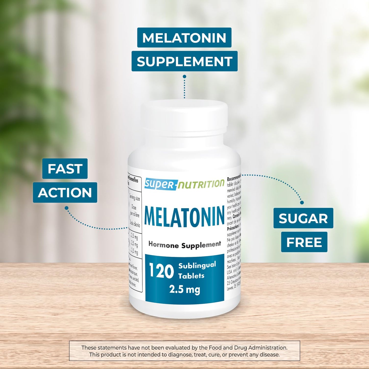 Supersmart Melatonin 2.5mg Ultra Fast Acting – Sublingual Mint | Non-GMO, Gluten Free, Vegan | 60 Tablets