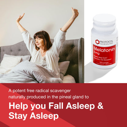 Protocol For Life Balance Melatonin 3mg Chewable Lozenges – Sleep Support for Adults, 120 Count, Kosher