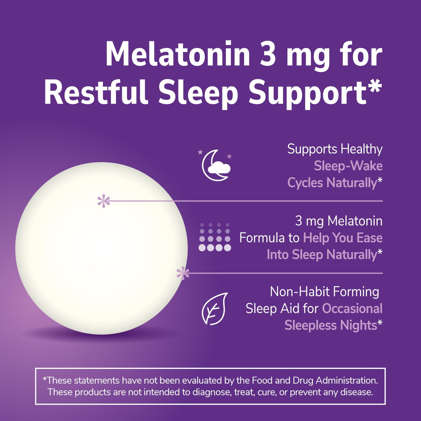 21st Century Melatonin 3 mg Tablets, 200 Count | Sleep Support