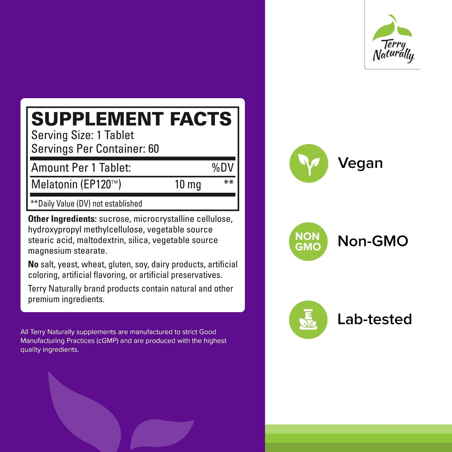 Terry Naturally Melatonin EP 120 10mg – Sleep Support, Antioxidants, Gluten-Free