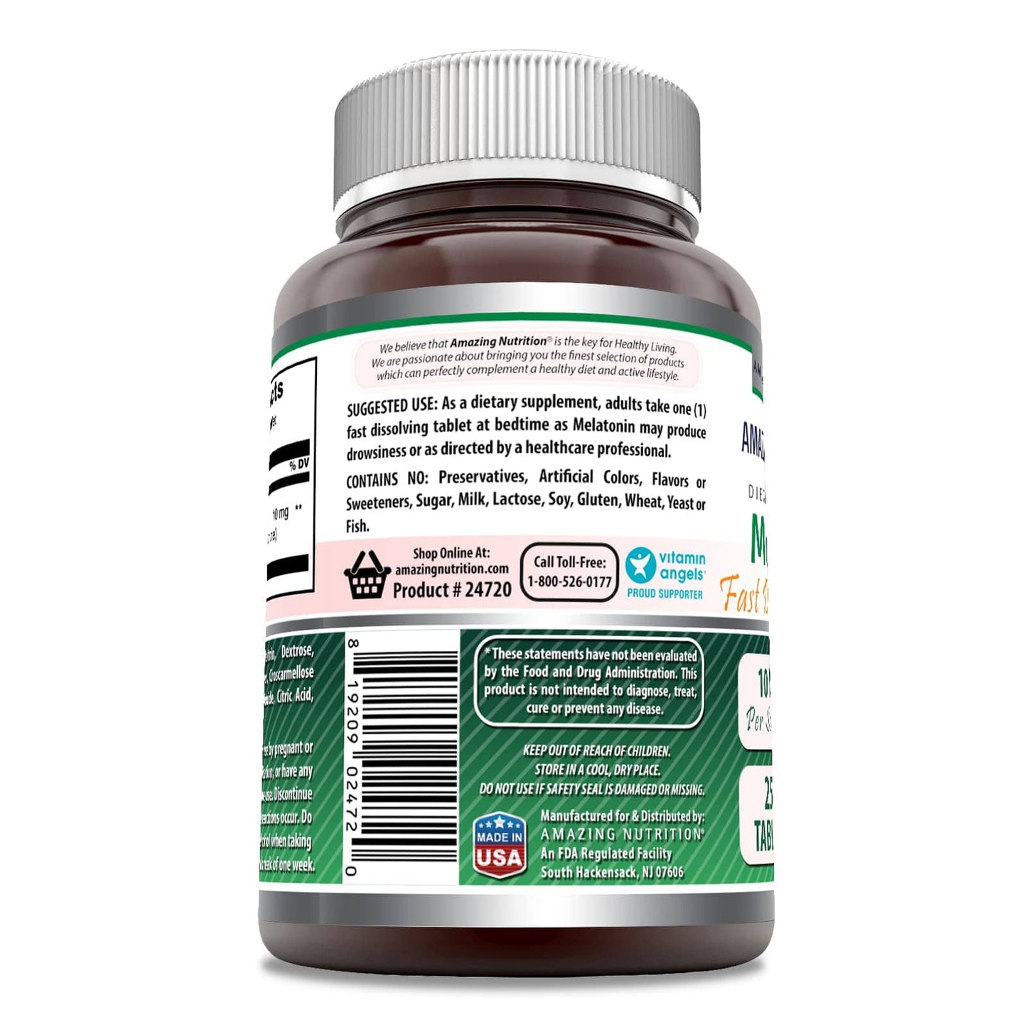 Amazing Formulas Melatonin Fast Dissolve 10 Mg 250 Tablets | Citrus Flavor | Non-GMO | Gluten Free | Made in USA
