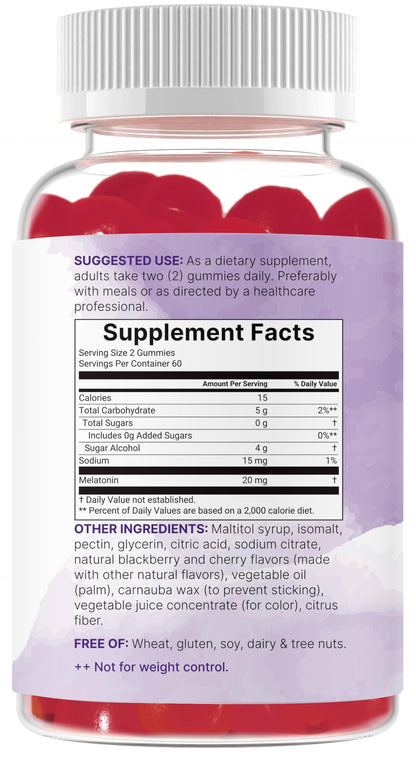 Micro Ingredients Melatonin Gummies 20mg – 120ct | Sugar-Free Sleep Aid
