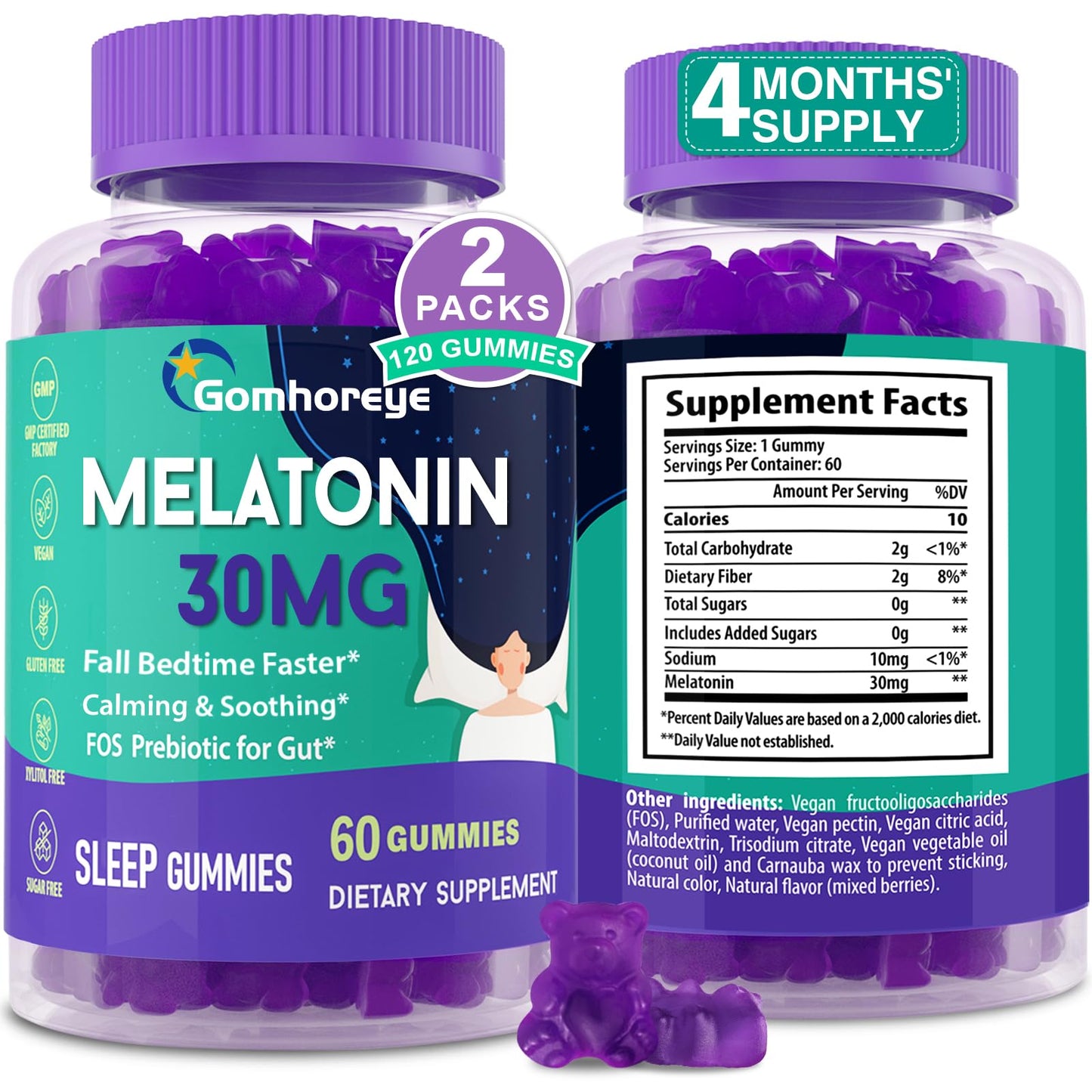 Melatonin Gummies 30mg for Adults - Maximum Strength, Sugar Free, 120 Servings