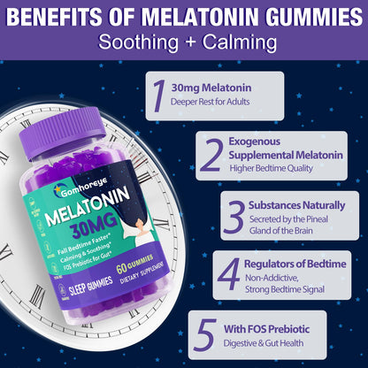 Melatonin Gummies 30mg for Adults - Maximum Strength, Sugar Free, 120 Servings