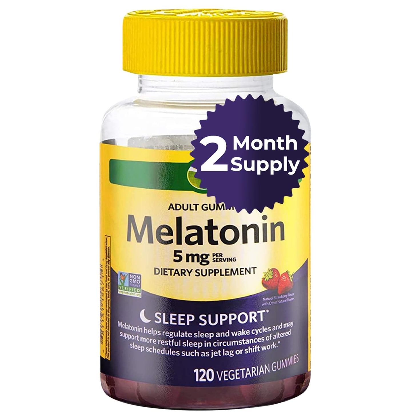 Melatonin Gummies 5 mg – Strawberry, 120 Count (60-Day) – Non-GMO Sleep Support