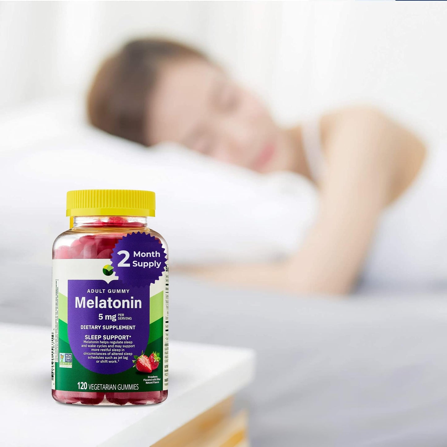 Melatonin Gummies 5 mg – Strawberry, 120 Count (60-Day) – Non-GMO Sleep Support