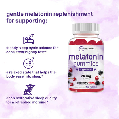 Micro Ingredients Melatonin Gummies 20mg – 120ct | Sugar-Free Sleep Aid