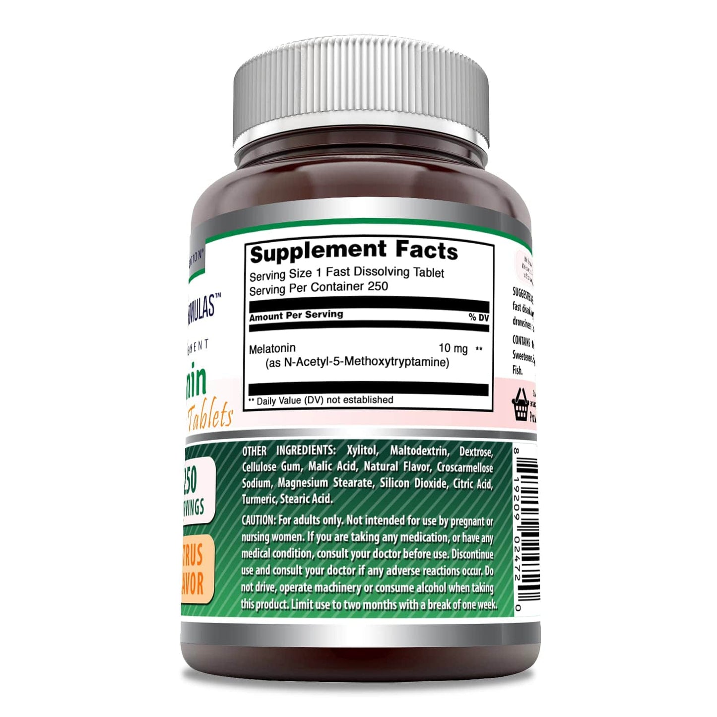 Amazing Formulas Melatonin Fast Dissolve 10 Mg 250 Tablets | Citrus Flavor | Non-GMO | Gluten Free | Made in USA