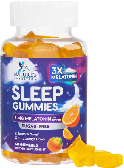 Melatonin Sleep Gummies Sugar Free - 6 mg for Adults, 60 Count