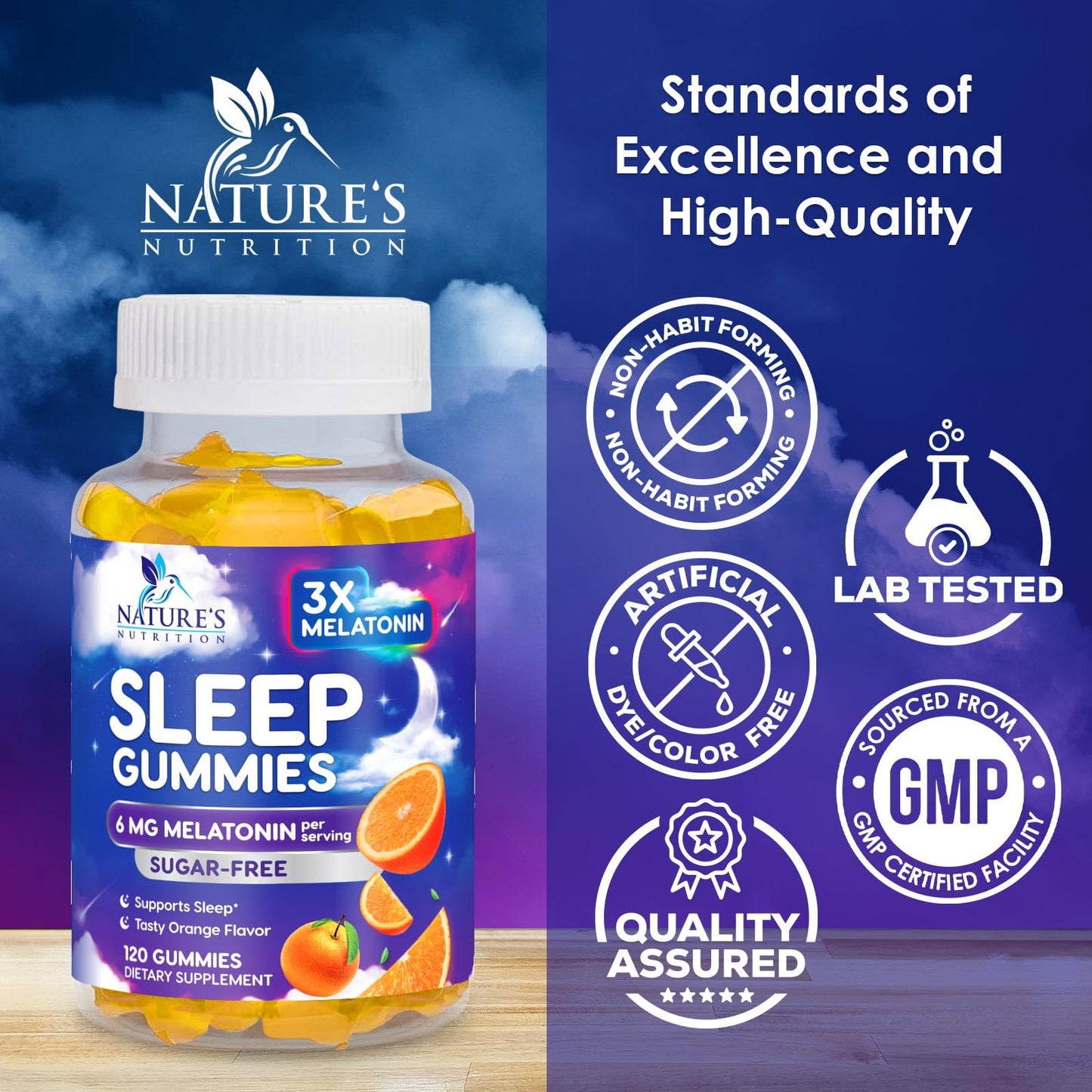 Melatonin Sleep Gummies Sugar Free - 6mg for Adults, Extra Strength (120 Count)