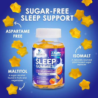 Melatonin Sleep Gummies Sugar Free - 6 mg for Adults, 60 Count