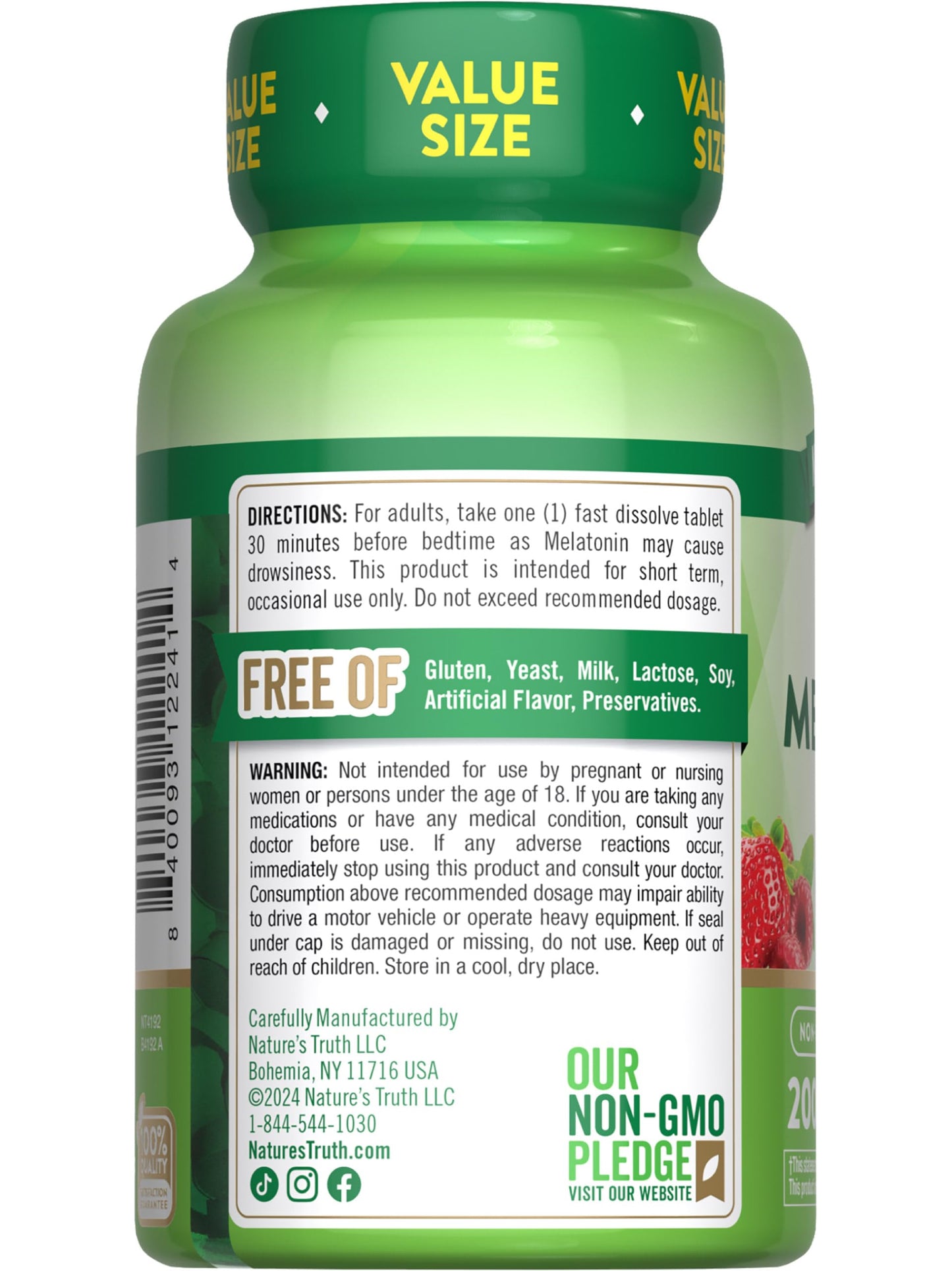 Nature's Truth Melatonin 5mg Fast Dissolve – 200 Count | Vegan & Gluten Free