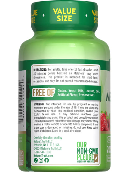 Nature's Truth Melatonin 5mg Fast Dissolve – 200 Count | Vegan & Gluten Free