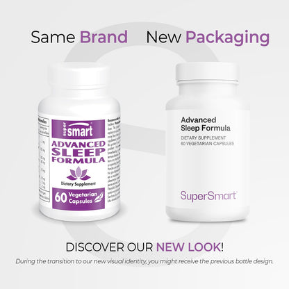 Supersmart Advanced Sleep Formula (High Strength) - Melatonin, Valerian, California Poppy | 60 Vegetarian Capsules | Non-GMO & Gluten Free