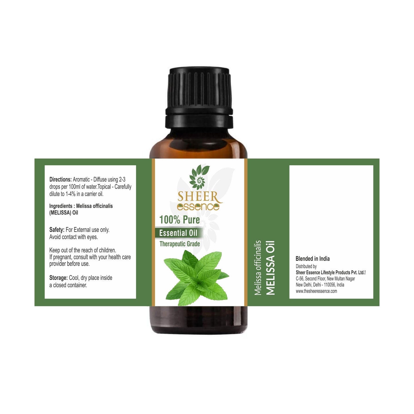 Sheer Essence Melissa Essential Oil (Lemon Balm) – 15 ml | 100% Pure, Therapeutic Grade Melissa Officinalis