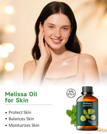 Melissa Essential Oil Pure | Mumianhua Natural Therapeutic Melissa Oil 3.38 fl oz