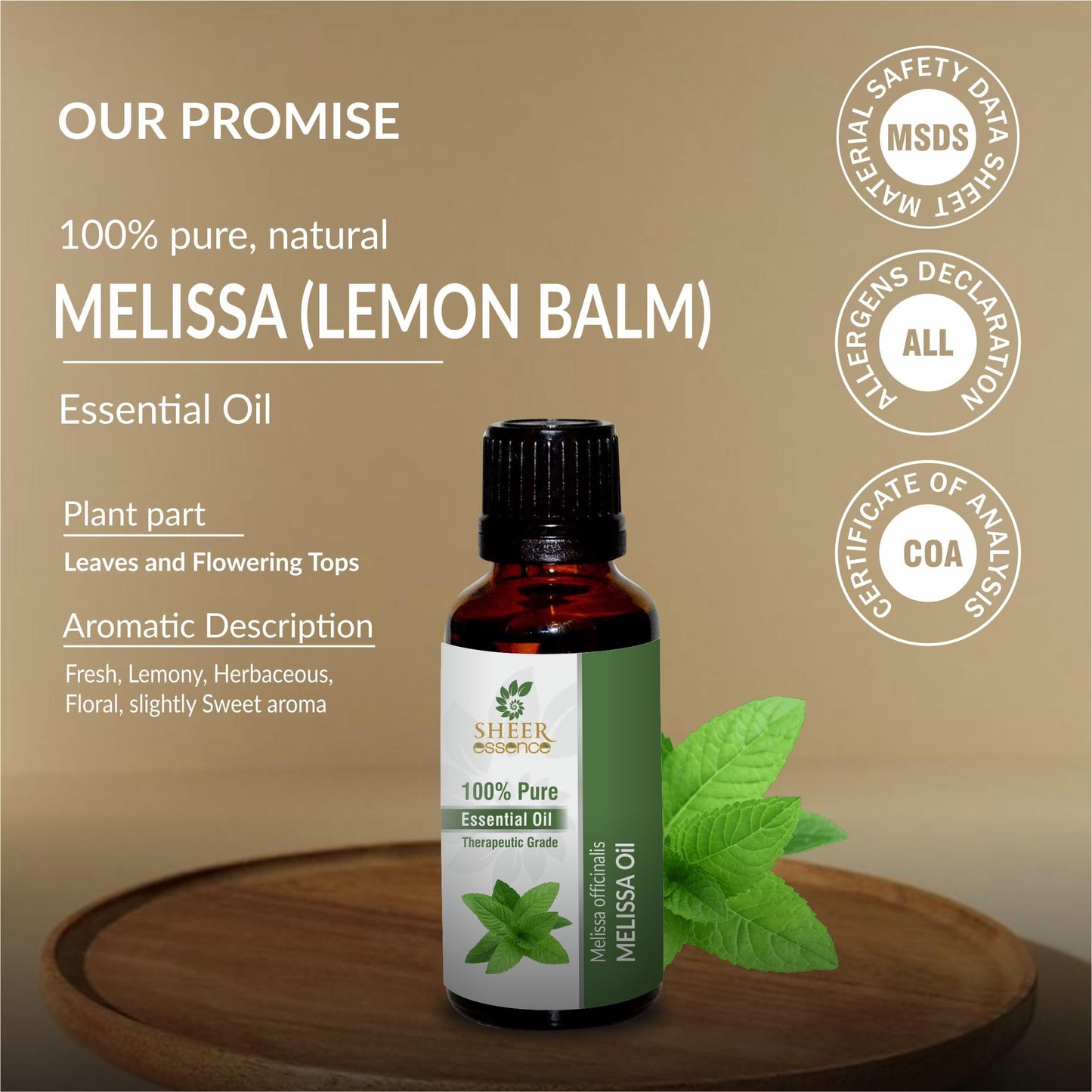 Sheer Essence Melissa Essential Oil (Lemon Balm) – 15 ml | 100% Pure, Therapeutic Grade Melissa Officinalis