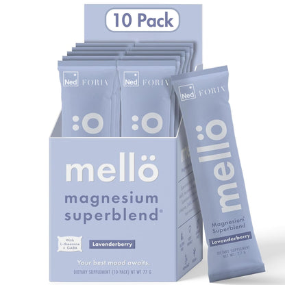Mellö Magnesium Superblend Powder - Lavenderberry Flavor, 10-Pack