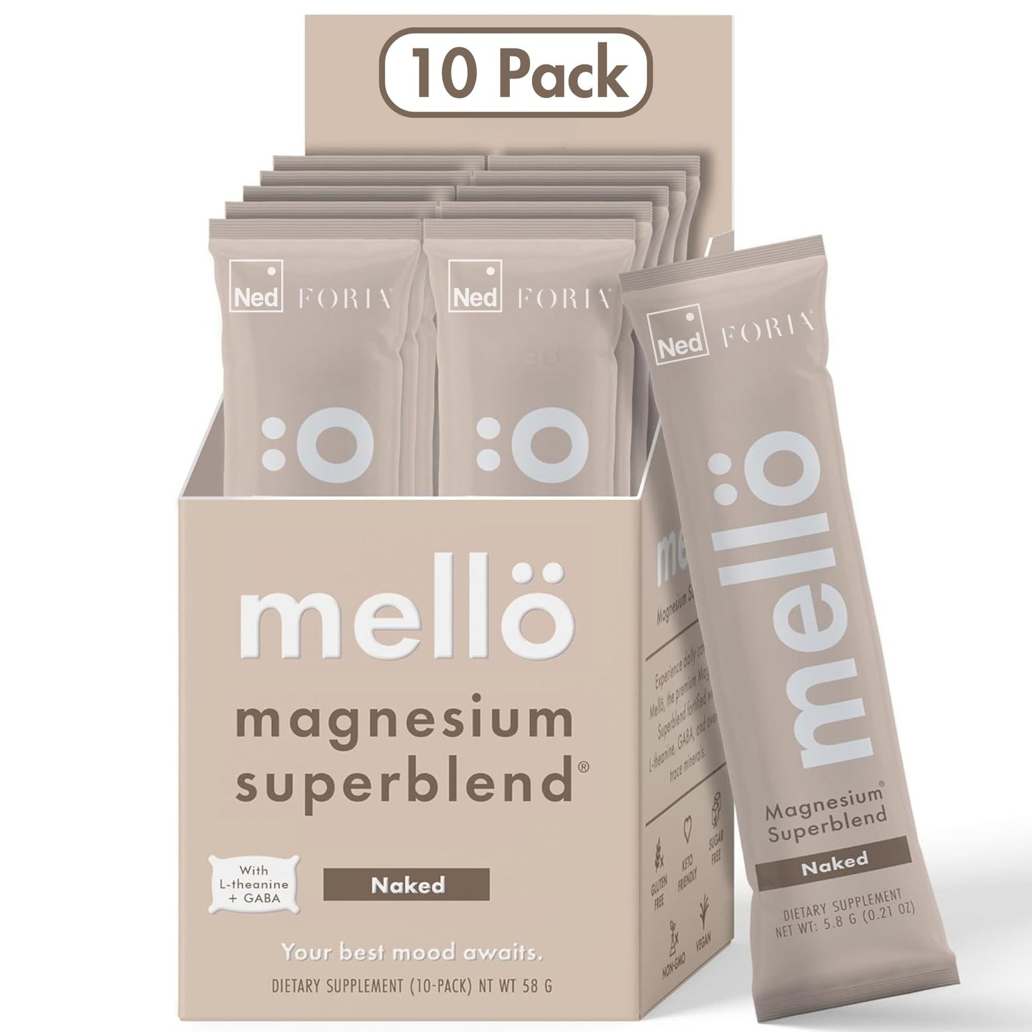 Mellö Magnesium Superblend Powder with L-Theanine & GABA – 10-Pack