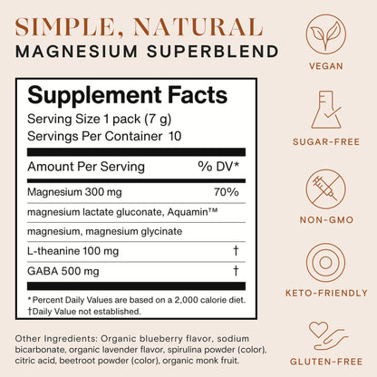 mellö Magnesium Superblend Powder – Sleep, Relaxation & Balanced Energy | Pomegranate, 10-Pack