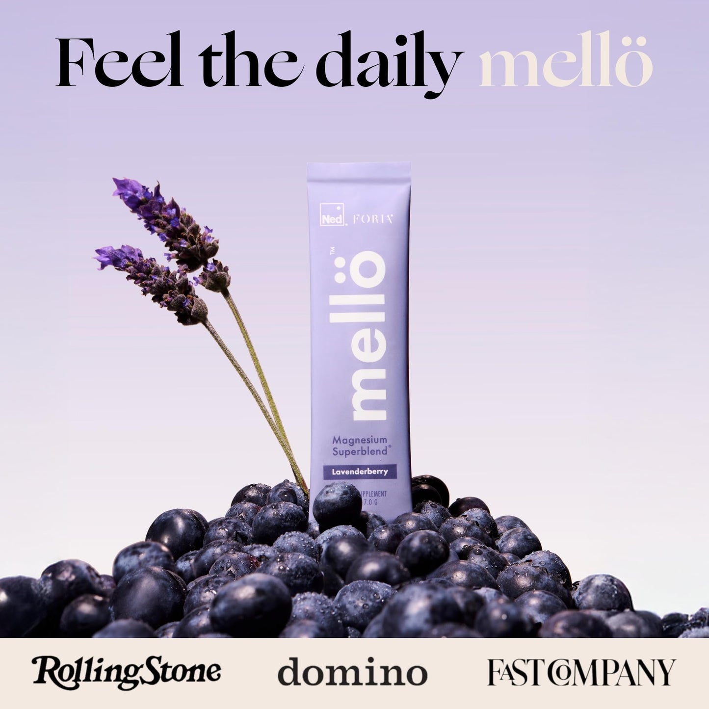 Mellö Magnesium Superblend Powder - Lavenderberry Flavor, 10-Pack