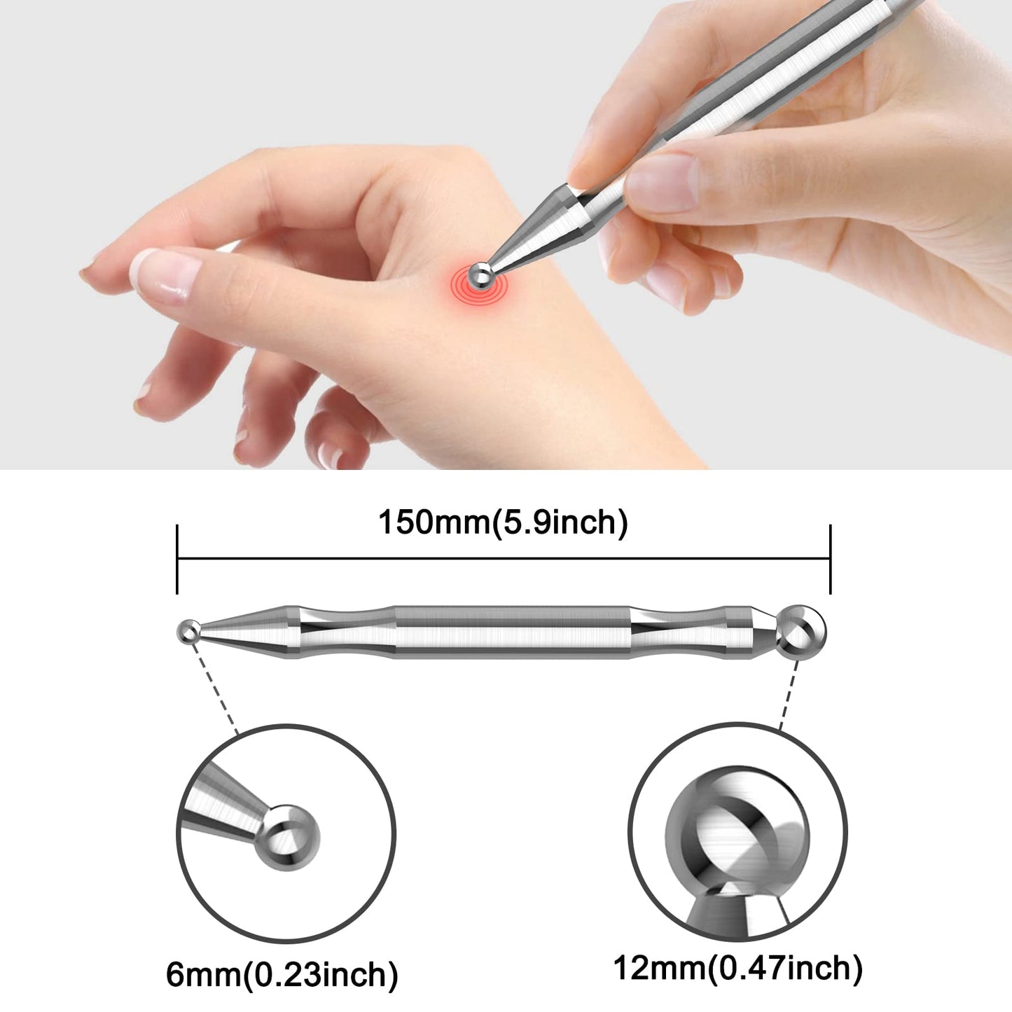 Melonsun Manual Acupuncture Pen – Stainless Steel Acupressure Tool for Full-Body Pain Relief & TMJ Relief