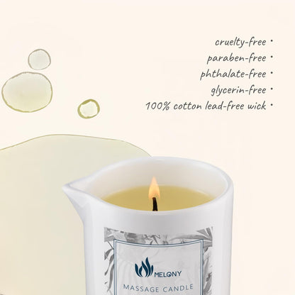 MELONY Aromatherapy Massage Candle – Jasmine Body Oil, Low-Temp, 8.1OZ