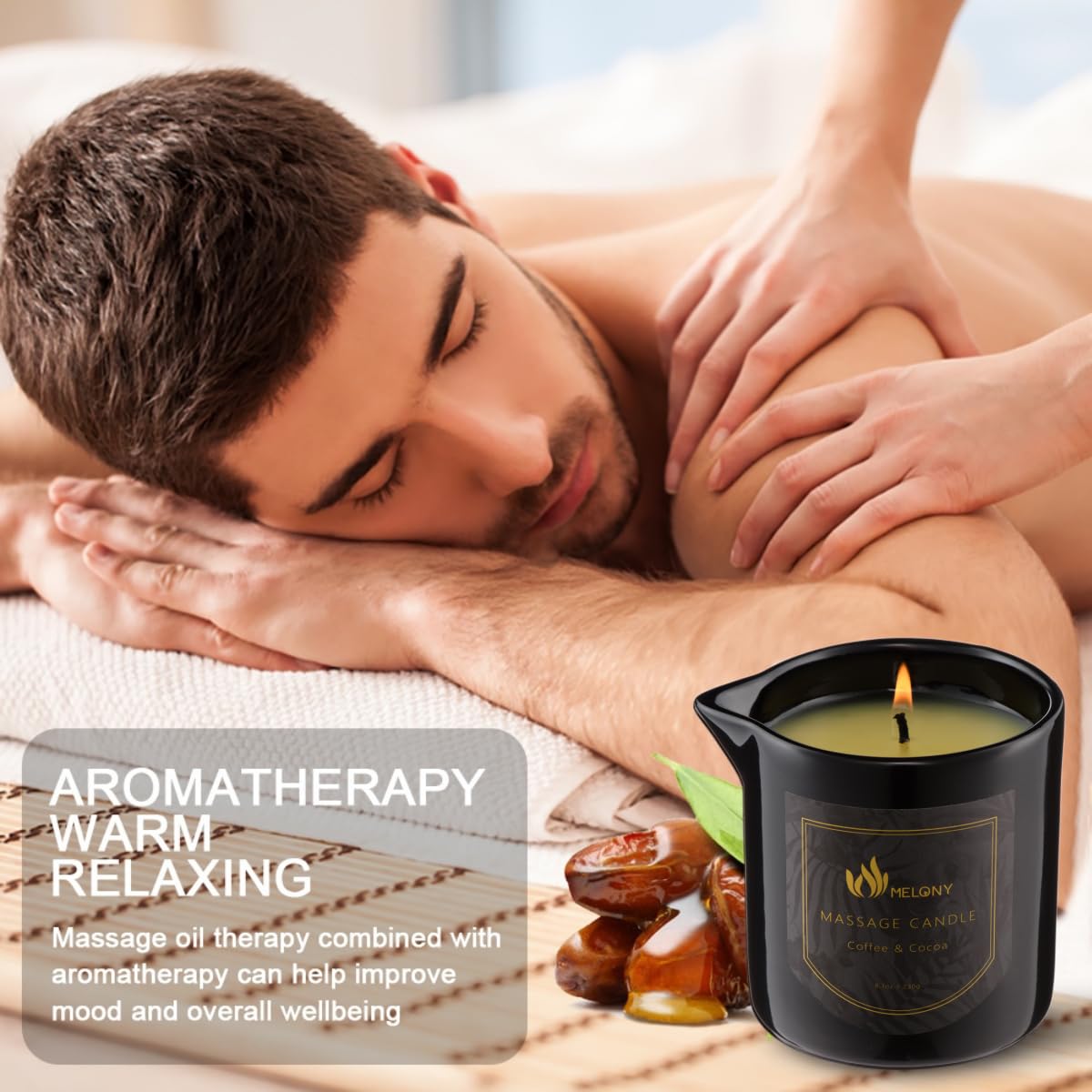 MELONY Massage Oil Candle for Pure Relaxation - 8.1 oz | Home Spa Gift