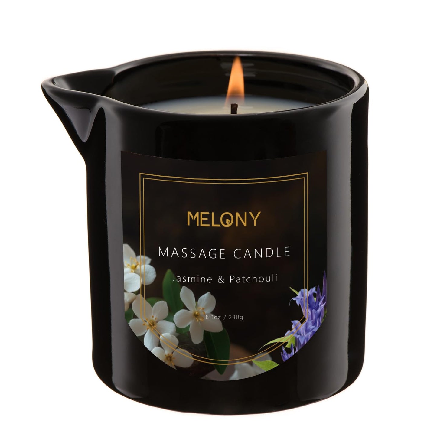 MELONY Luxury Massage Candle – Moisturising Body Oil for Relaxation (Jasmine & Patchouli)